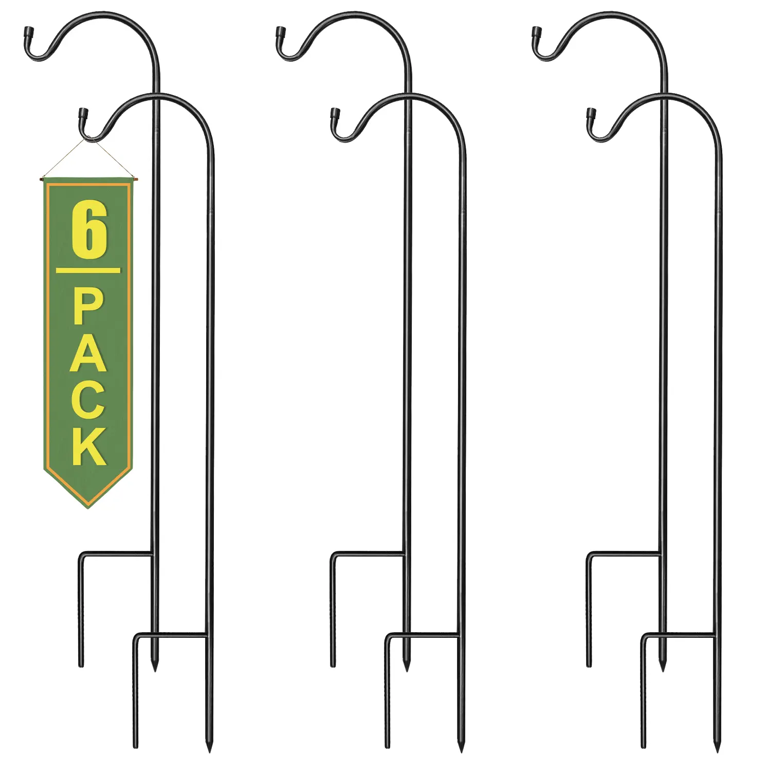 Sorbus Heavy Duty Extendable Steel Shepherd’s Hook Set (6-Pack) - Decorative Extenders, Adjustable Garden Planter Stakes for All Seasons Event Outdoor Decor, Hanging Baskets (Up to 6.5 Lbs Capacity), Outdoor Garden Decor