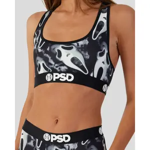 PSD Womens Ghostface Dark Racerback Sports Bra - Comfortable, Breathable, Ultra-light Fabric PSD Womens Ghostface Dark Racerback Sports Bra - Comfortable, Breathable, Ultra-light Fabric