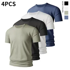 Men's Large-Sized Summer Sports T-Shirt | Breathable, comfortable and cool fitness plain-colored short-sleeved top, loose fit, round neck, casual sportswear