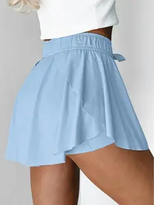 Women's High Waisted Tennis Skirt with Built-in Shorts Drawstring Flowy Athletic Skater Mini Skort for Golf Workout Running Casual Wear