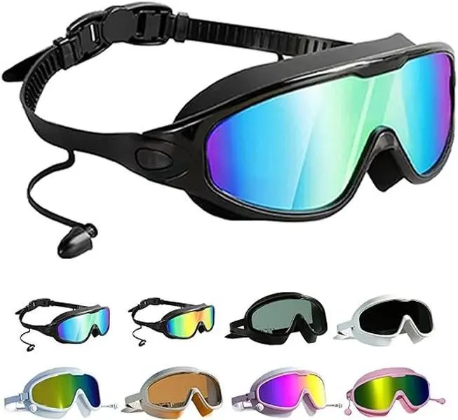 Swim Goggles , Wide View Anti Fog&UV Swimming Goggles for Audlt, No Leaking Swim Glasses for Men Women Kids