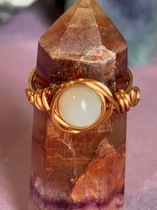 Moonstone size 7 copper wire-wrapped ring