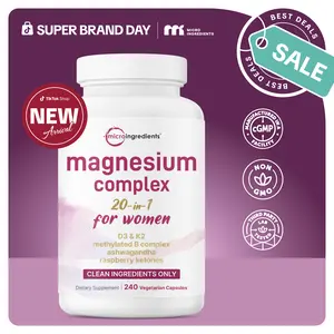 Magnesium Complex for Women, 240 Vegetarian Capsules | 20-in-1 Formula - Magnesium Blend with Vitamin D3, K2, Ashwagandha & More | Filler Free, Non-GMO
