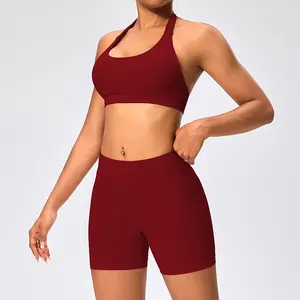 New Arrival Seamless Workout Sets for Women XS Matching Shorts & Open Back Bra Lightweight Breathable Fabric Ideal for Fitness Activewear and Summer Gym Looks
