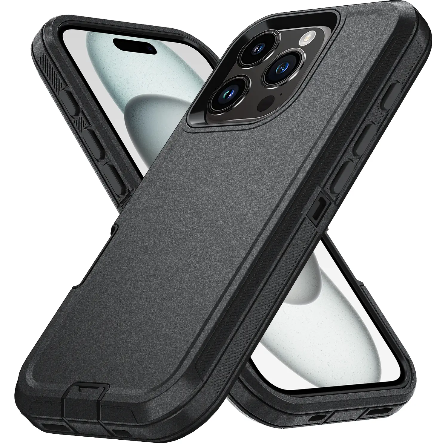 3-in-1 Heavy Armor Rugged Phone Case with Packet Box, Enhanced Shockproof Protection Cover for iPhone 13, 14, 15 Pro Max Plus, 16E, 17 Air Mobile Phone Accessories