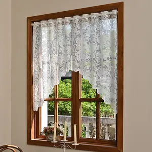 1pc Lace Half Curtains for Kitchen & Living Room, Casual Contemporary Drapes, Sheer Semi-Blackout Window Panels for Study, Home Decoration Curtain