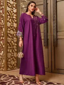 Women's Casual Two-Tone Loose Flare Sleeve Home Dress, Lady Elegant Long Sleeve Fitted Plain Design, All Seasons Wear