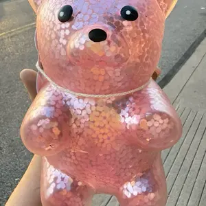 Glitter squish gummy bear air filled squishy stress relief toy
