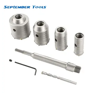7PCS Heavy Duty Tungsten Steel Concrete Hole Saw Kit, Power Tool Accessories for SDS Plus-SDS MAX Hammers, Ideal for Cutting Concrete and Brick Walls
