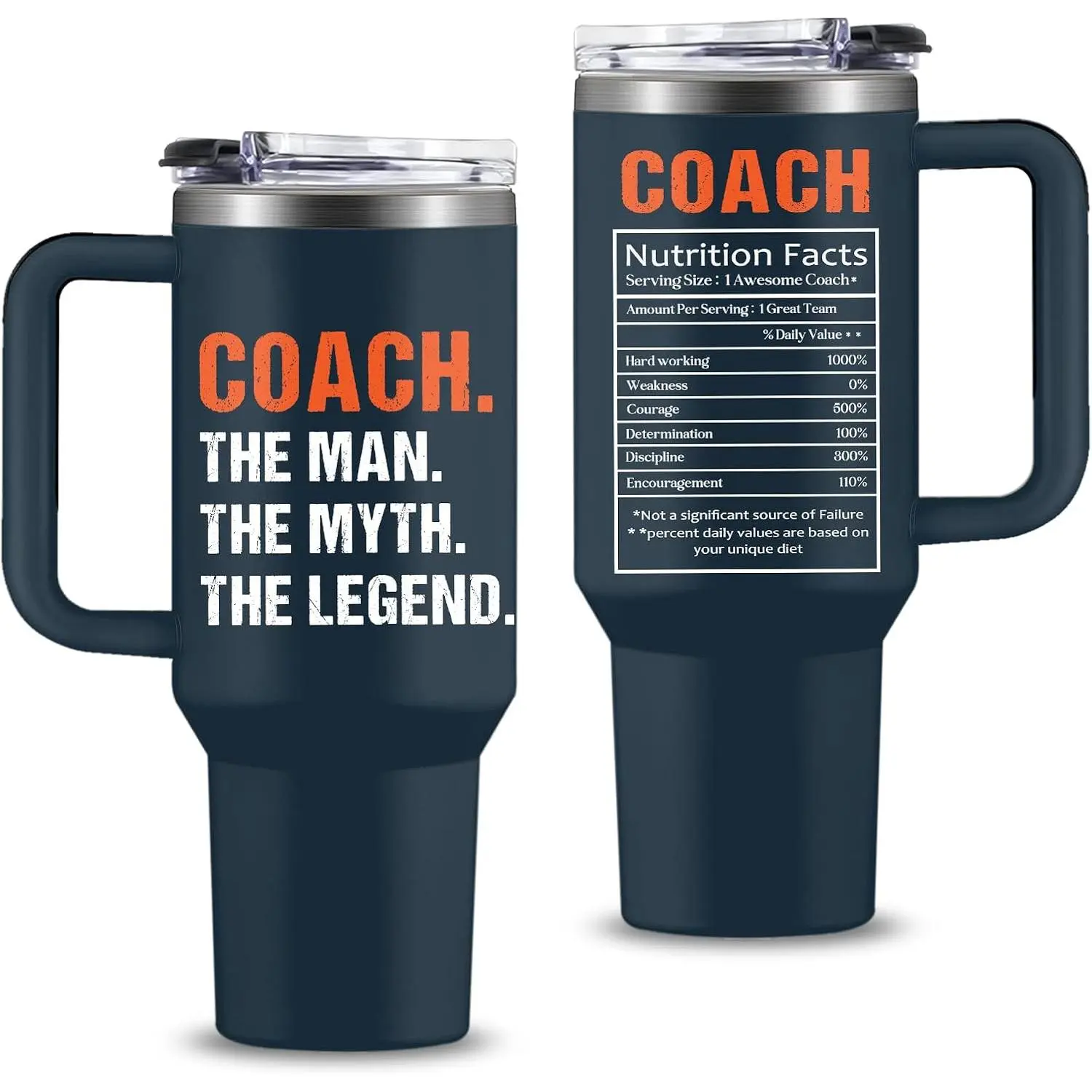 Coach Gifts - 30 Oz Coach Nutriton Facts Tumbler, The Man The Myth The Legend - Christmas Birthday Cheer Coachs Gifts, Soccer Softball Basketball Swim Coachs Appreciation Gift for Him