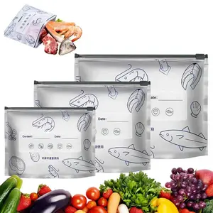 【Summervibes】30Pcs Reusable Aluminum Foil Sealable Storage Bags, Upgrade Reusable Food Storage Bags with Label and Zip Lock, Aluminum Foil Bags for Food, Vegetable Fruit Meat (10*S+10*M+10*L