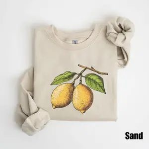 Lemon Sweatshirt, Botanical Cottagecore Clothing, Lemon Print, Gardening, Indie Clothes, Cute Fruit Sweatshirt, Vintage Citrus Sweatshirt