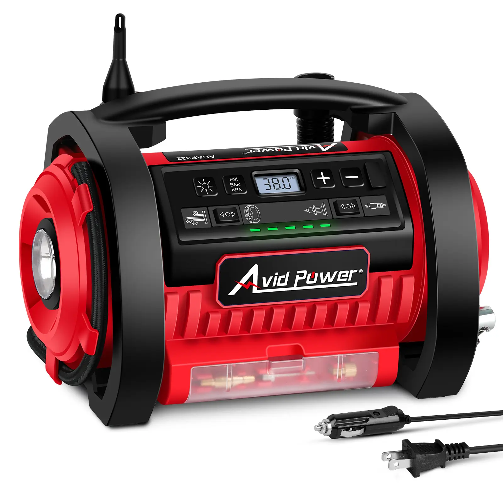 AVID POWER Tire Inflator Portable Air Compressor, 12V DC 110V AC Car Tire Pump, Air Mattress Pump with Inflation and Deflation Modes, Dual Powerful Motors, Digital Pressure Gauge