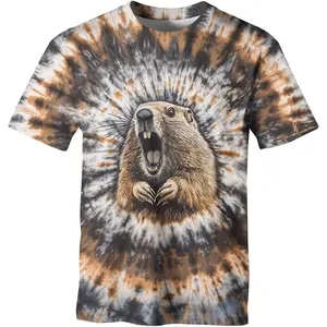 Men's Tie Dye Style T-Shirts Fun Animal Graphic Short Sleeves Shirt