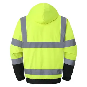 Mens High Visibility Reflective Jackets Waterproof Safety Jacket with Pockets Hi Vis Yellow Coats with Black Bottom Suitable for Cold Weather Work Construction（gift）