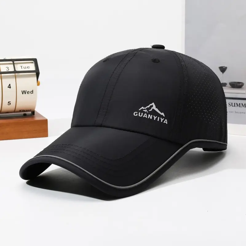Breathable Mesh Baseball Hat, Quick-Dry Mountain Logo Sun Hat, Summer Outdoor Hat, UV Protection, Adjustable Brim, Unisex, Ideal for Hiking, Running, Daily Wear