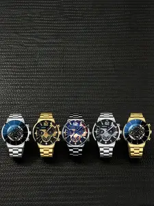 Watch set, men's high-end glass quartz watch, steel strap, men's watch