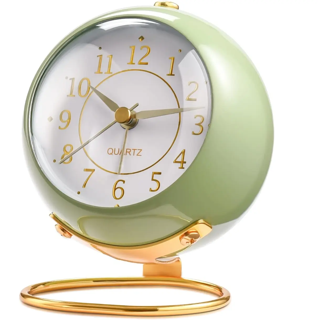 Analog Alarm Clocks,Desk Clock Aesthetic Retro Cute,Room Decoration,Small Clock with Night Light,Silent Non-Ticking,Battery Powered,Clocks for Kids,Bedroom,Travel,Kitchen,Bedside Decor.(Green)
