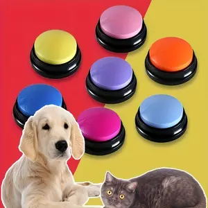 4 Dog Buttons for Communication, Voice, Recording, and Sessions. Buttons for Dogs and Cats, Recordable Pet Trainer Buzzers, Dog Sound Buttons, Pet Buttons, Training Toys, Game Buzzers, Fun Gifts, Teach Your Dog and Cat to Speak