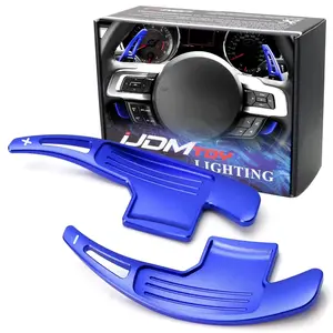 iJDMTOY For 2015-2023 Ford Mustang Sports Blue Aluminum Large Paddle Extensions