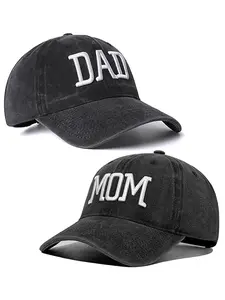 Mom and Dad Hats Set of 2 Pcs, Embroidered Adjustable Baseball Caps, Gift for Parents Couples, Classic Mom Dad Gifts Hat, Dad Style Cap