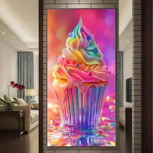 Colorful Cupcake Pattern DIY Diamond Arts Colorful Painting Kit without Frame, DIY 5D Diamond Arts Colorful Painting for Bedroom Home Wall Decor, Diamond Painting Kits
