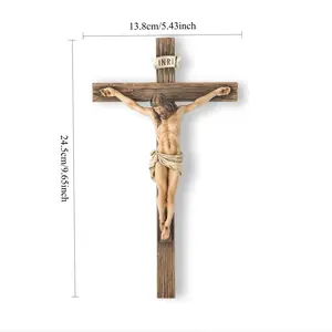 9.65-in Handmade Renaissance Catholic Crucifix Wall Cross Ornaments, Jesus Christ Inspirational Home Decor, Devout Religious Gift