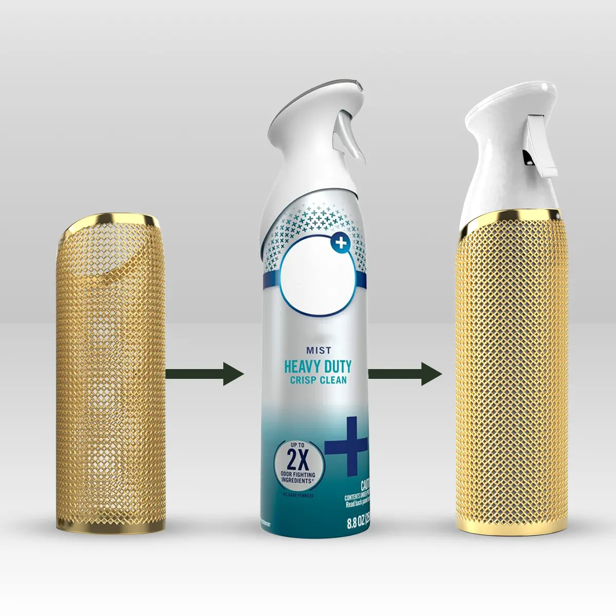 Stainless Steel Cover For Febreze Air Freshener Spray Can - Sleek Modern Look & Easy Installation.
