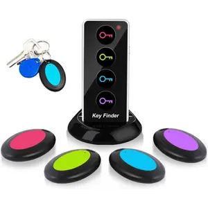 Key Finder, Wireless Remote Key Finder, Item Tracker with 4 Receivers & 1 Remote & 1 Support Base, Item Locator Tracker for Keys, Wallet, Best Gifts