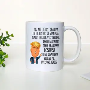Funny Trump Grandpa Glossy Classic Aesthetic Reusable Coffee & Tea Mug - Novelty Kitchenware Drinkware Gift