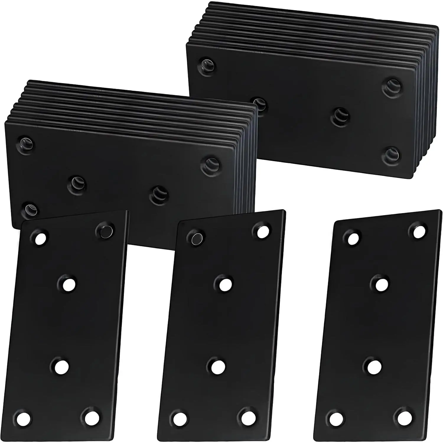 50-Pack Black Flat Mending Plates,Stainless Steel Straight Mending Plates,Heavy Duty Metal Brackets for Brace, Furniture Fence Bookcase