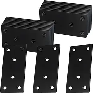 50-Pack Black Flat Mending Plates,Stainless Steel Straight Mending Plates,Heavy Duty Metal Brackets for Brace, Furniture Fence Bookcase