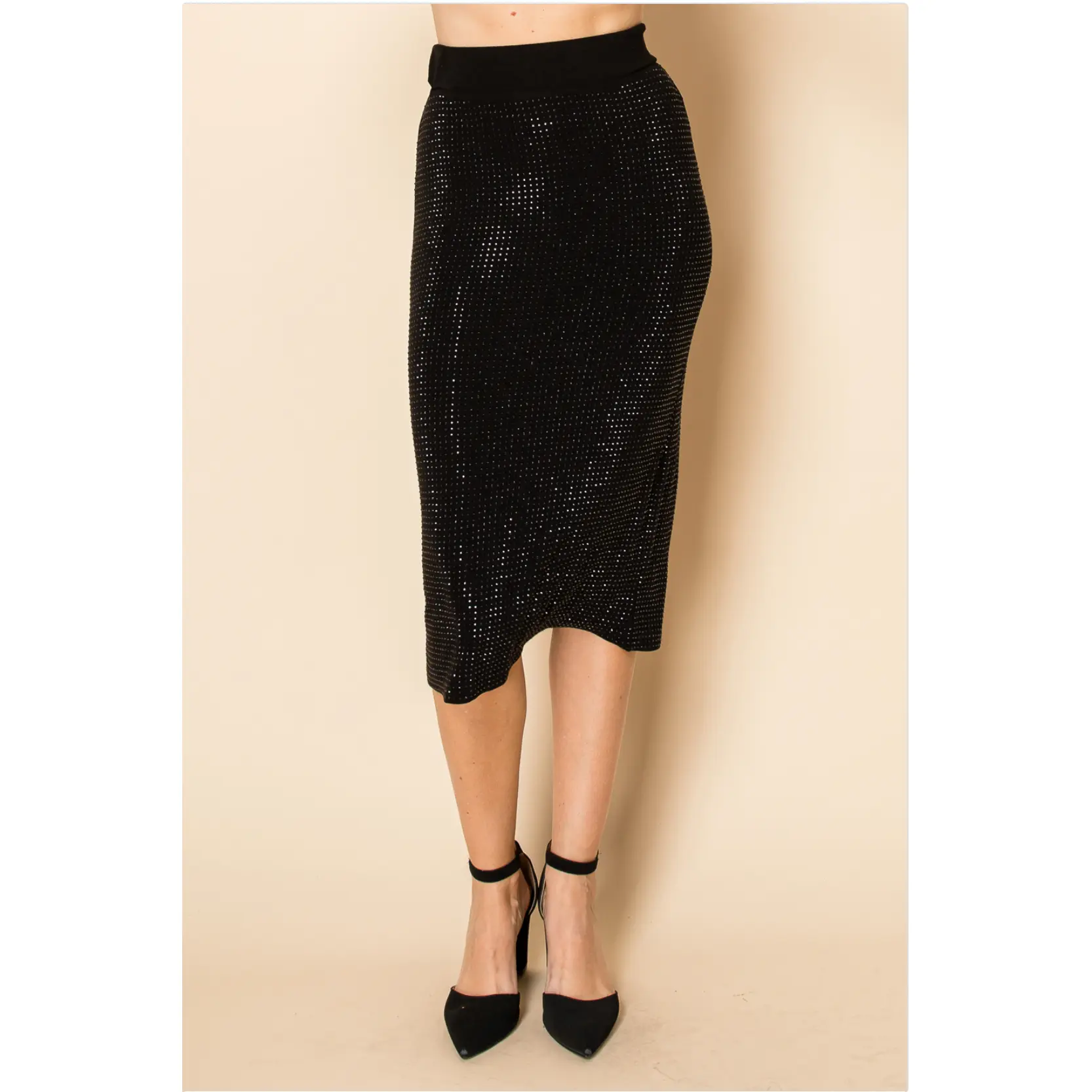 Starlight Sparkle Rhinestone Midi Skirt