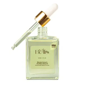 Made in USA – The Belliss Manuka Honey & Sea Moss Hydrating Body Oil – Turmeric & Lime Extract, Vitamin E – Deep Hydration & Gentle Exfoliation – 1.7 fl oz