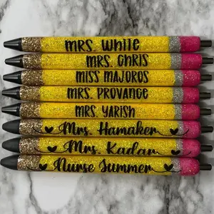 Pencil Pen Custom Glitter Pen Teacher Appreciation Gift
