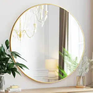 Round Mirror, Circle Bathroom Mirrors Metal Frame, Wall Mounted Circle Mirrors for Bathroom, Living Room, Hallway, Farmhouse.