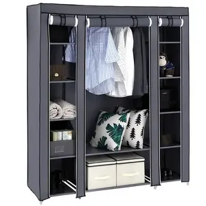 CalidoCasa 69 Inch Portable Clothes Closet Wardrobe Storage Organizer with Hanging Rod and 12 Shelves Heavy Duty Non-Woven Fabric Closet Cabinet for Bedroom Apartment Dorm Small Spaces