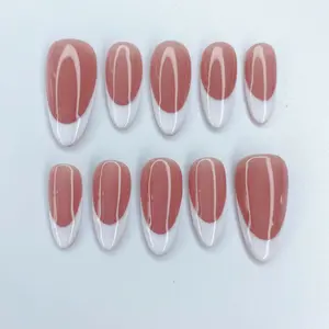 Chic Nail Studio Rosy French Luxury Press-On Nails Collection | Elegant Handmade Nail Art | Acrylic Press On Nails | Reusable Nail Set 10 Pcs | Premium Nail Charms | High Quality Custom Press Ons