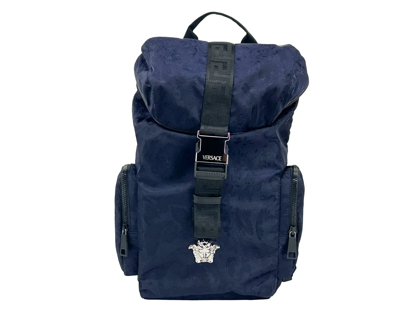 Pre-owned VERSACE Nylon Backpacks Medusa Buckle Drawstring Backpack Women's Bag