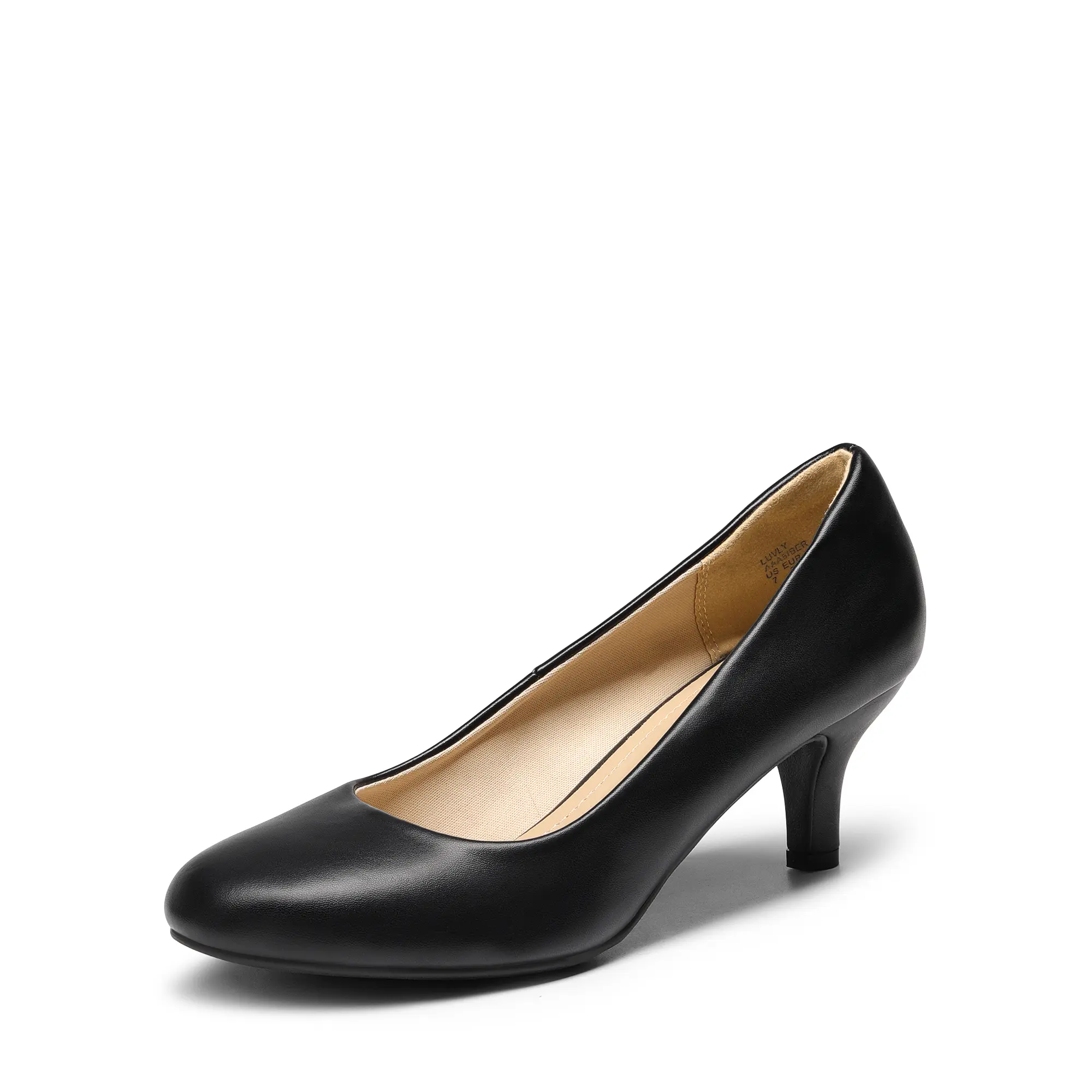 DREAM PAIRS Women's Wide Width Kitten Heel Low-Heeled Pumps - Classic, Elegant, Comfy Round Toe Slip-On Synthetic Footwear for Casual Wear, 2.5in Heel, All Seasons