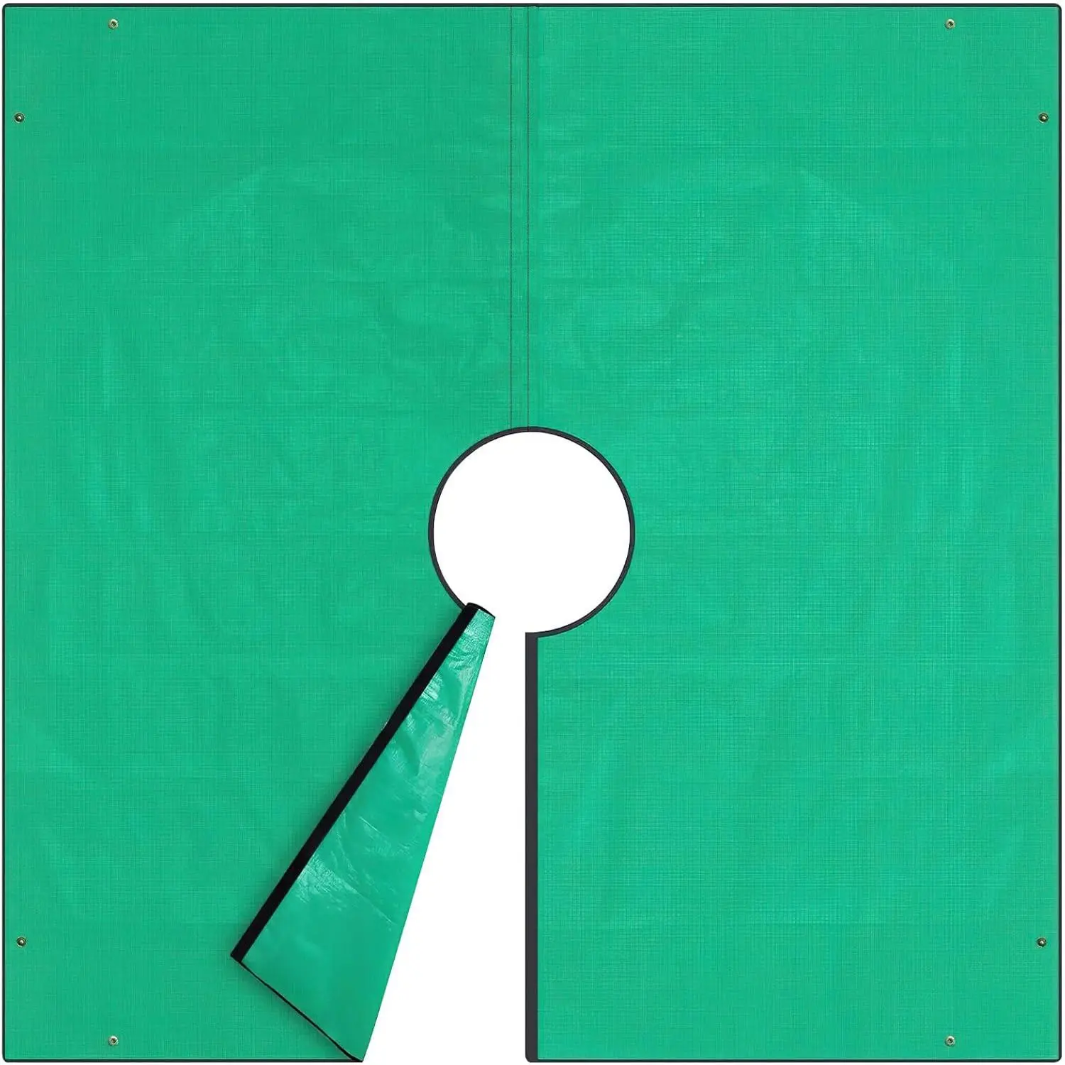 Landscape Tarp for Trimming, 6.56ft x 6.56ft Green  Garden Tree Pruning Tarp with 12-inch Hole and Four Corners with Metal Buckles