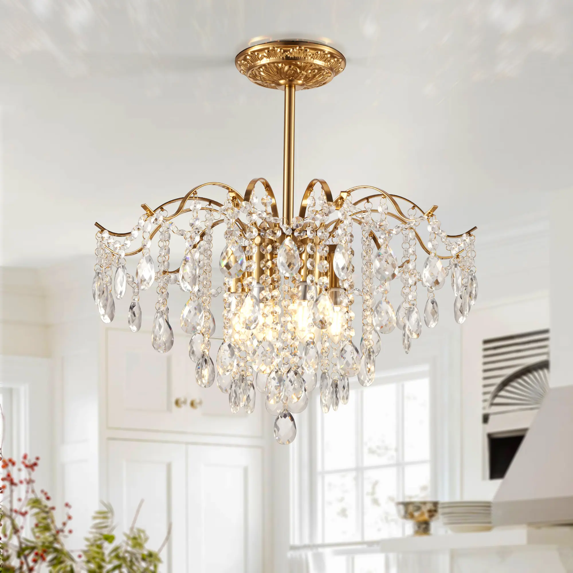 19.7-inch American Classic Crystal Chandelier - E14 Base/Wall Control
