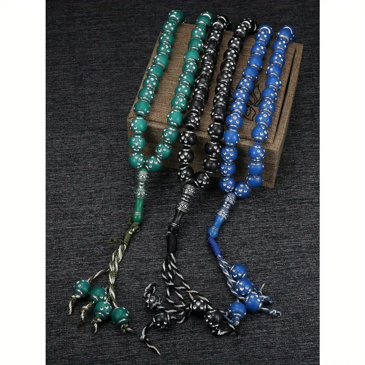 Muslim Islamic Tasbih Prayer Beads Bangle - Hand-Woven Acrylic Female Ethnic Bracelet, Stainless Steel, Ceremonial Gift for Ramadan & Eid