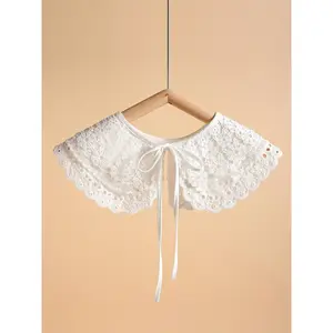 Women's Solid Color Lace Trim Peplum Hem Crop Top, Casual Elegant Shawl Collar Top for Daily Wear, Ladies Clothes Accessories for All Seasons, Shirts