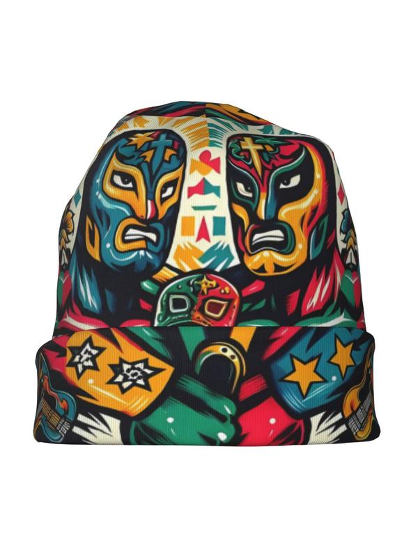 Mexican Wrestling Spring and Autumn Soft Hat Sports Hoodie Breathable Fitness Knitted Hat Warm Running Fashion Printed Graphic Hat Outdoor Sports Elastane BIIHUDU Brand
