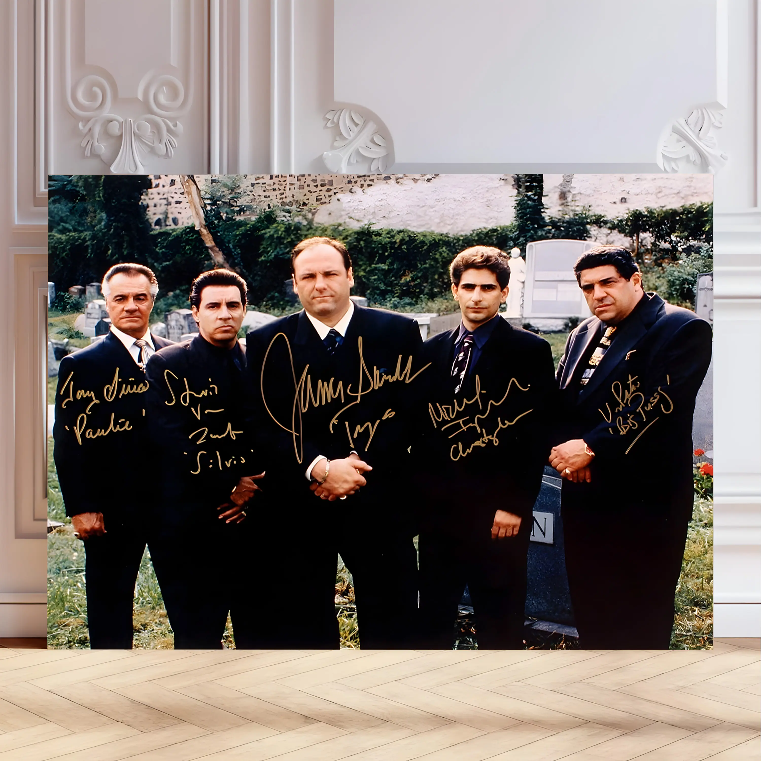 Retro The Sopranos Cast Signature Unframed Poster - Waterproof Plaid Boxing-Themed Artwork, Wall Painting, Wardrobe-Friendly Home Decor for Room & Kitchen