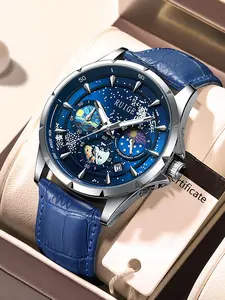 Men's Business Fashion Round Dial Watch, Fashion Watch with Luminous & Date Display Function, Trendy Watch for Daily Life