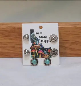 Silver & Turquoise Studded Earrings