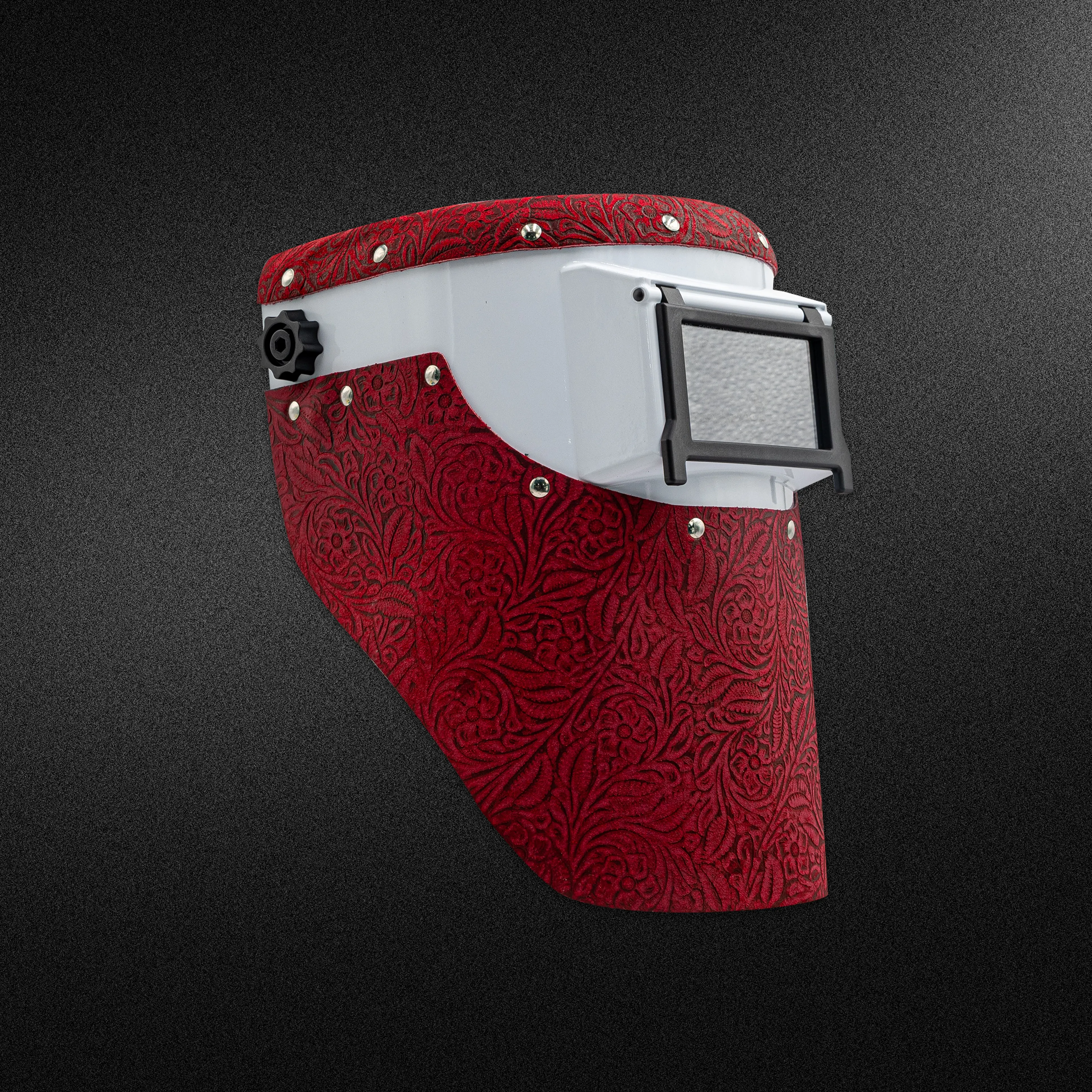 White Slimline - Red Floral Welding Hood White Slimline - Red Floral Welding Hood