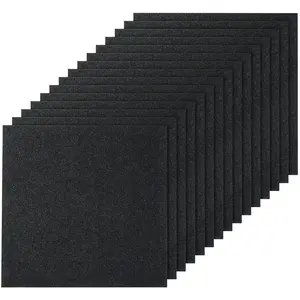 VEVOR Carpet Tiles Peel and Stick, 24" x 24" Squares Self Adhesive Carpet Floor Tile, Soft Padded Carpet Tiles, Easy Install DIY for Bedroom Living Room Indoor Outdoor (15Tiles, Carbon Black)